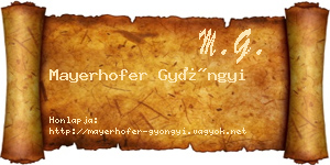 Mayerhofer Gyöngyi névjegykártya